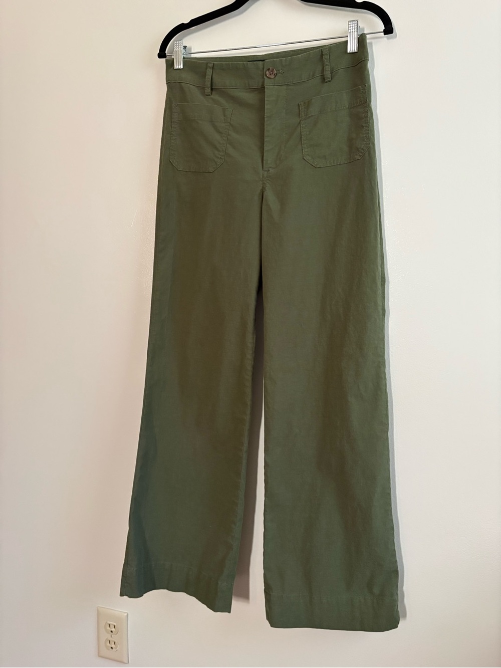 J.Crew Factory Lizzie High Rise Wide Leg Pants Army Olive Green Size 27
